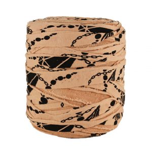 Trapilho XL noir sur saumon- Bobine, pelote de t-shirt yarn, Hooked, zpagetti, trapillo. Fil de tissu recyclé pour crochet