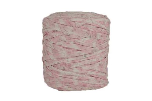 Trapilho XL imprimé fleuri rose et blanc - Bobine, pelote de t-shirt yarn, Hooked, zpagetti, trapillo. Fil de tissu recyclé pour crochet