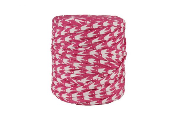 Trapilho XL rose et blanc - Bobine, pelote de t-shirt yarn, Hoocked, zpagetti, trapillo. Fil de tissu recyclé pour crochet
