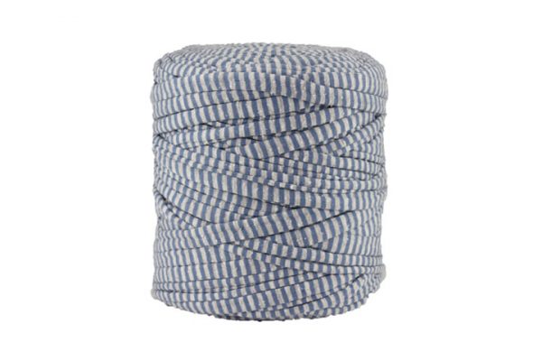 Trapilho XL rayé bleu et gris- Bobine, pelote de t-shirt yarn, Hooked, zpagetti, trapillo. Fil de tissu recyclé pour crochet et tricot