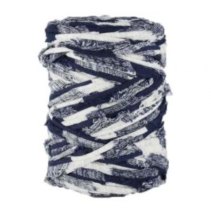 Trapilho M bleu marine et blanc cassé - Bobine, pelote de t-shirt yarn, Hooked, zpagetti, trapillo. Fil de tissu recyclé pour crochet et tricot