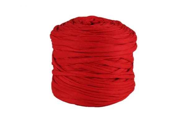 Trapilho léger rouge cerise - Bobine, pelote de t-shirt yarn, Hooked, zpagetti, trapillo. Fil de tissu recyclé pour crochet et tricot