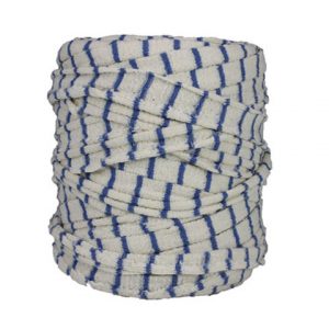 Trapilho blanc bleu - Bobine, pelote de t-shirt yarn, Hooked, zpagetti, trapillo. Fil de tissu recyclé pour crochet, tricot, tissage, macramé