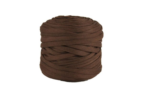 Trapilho léger marron chocolat - Bobine, pelote de t-shirt yarn, Hooked, zpagetti, trapillo. Fil de tissu recyclé pour crochet et tricot