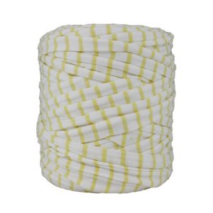 Trapilho rayé jaune blanc - Bobine, pelote de t-shirt yarn, Hooked, zpagetti, trapillo. Fil de tissu recyclé pour crochet, tricot, tissage, macramé