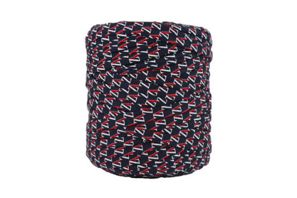 Trapilho imprimé marine rouge - Bobine, pelote de t-shirt yarn, Hooked, zpagetti, trapillo. Fil de tissu recyclé pour crochet, tricot, tissage, macramé