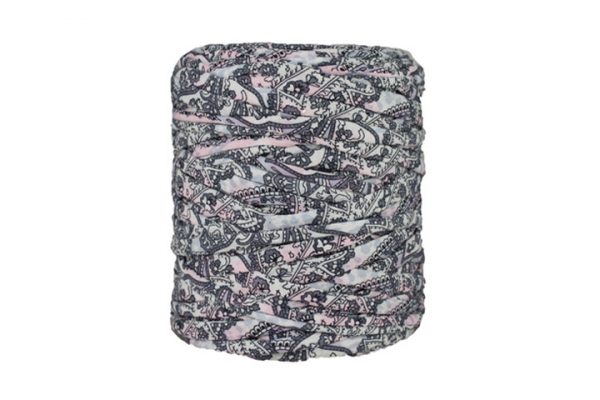 Trapilho imprimé rose gris- Bobine, pelote de t-shirt yarn, Hooked, zpagetti, trapillo. Fil de tissu recyclé en jersey pour crochet, tricot, tissage, macramé