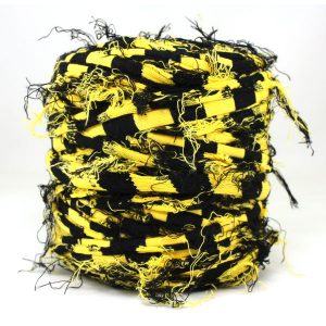 Trapilho rayé jaune noir - Bobine, pelote de t-shirt yarn, Hooked, zpagetti, trapillo. Fil de tissu recyclé en jersey pour crochet, tricot, tissage, macramé, bijoux