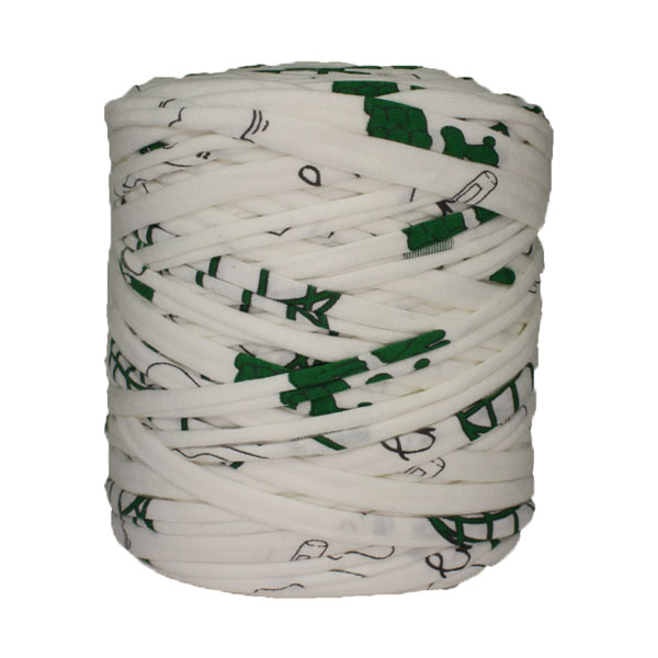 Trapilho-bobine-pelote-imprimé-vert-blanc