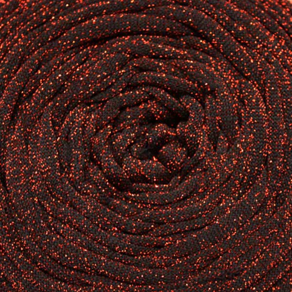Trapilho lurex - Noir pailleté rouge en bobine